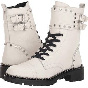 Sam Edelman Jennifer Stud Combat White Boots 7M 37